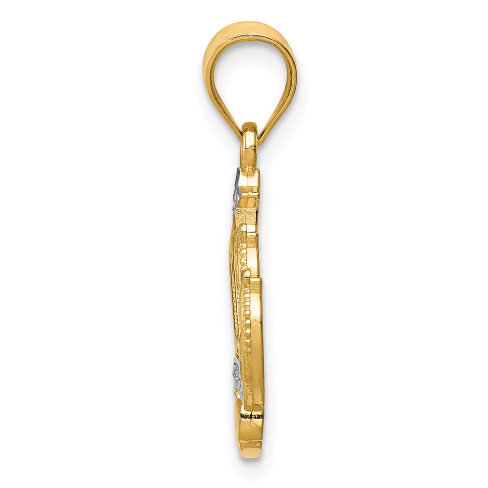 14k and Rhodium Crown Pendant (K4884)