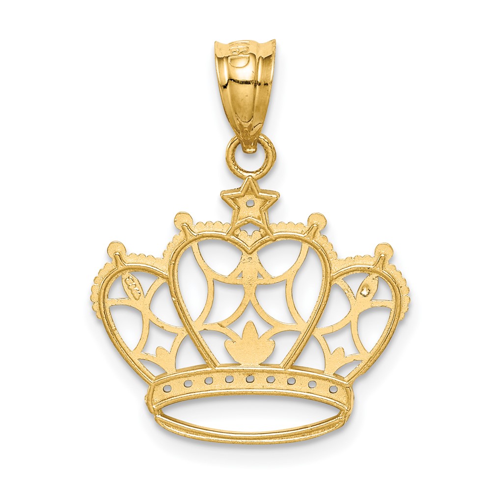 14k and Rhodium Crown Pendant (K4884)