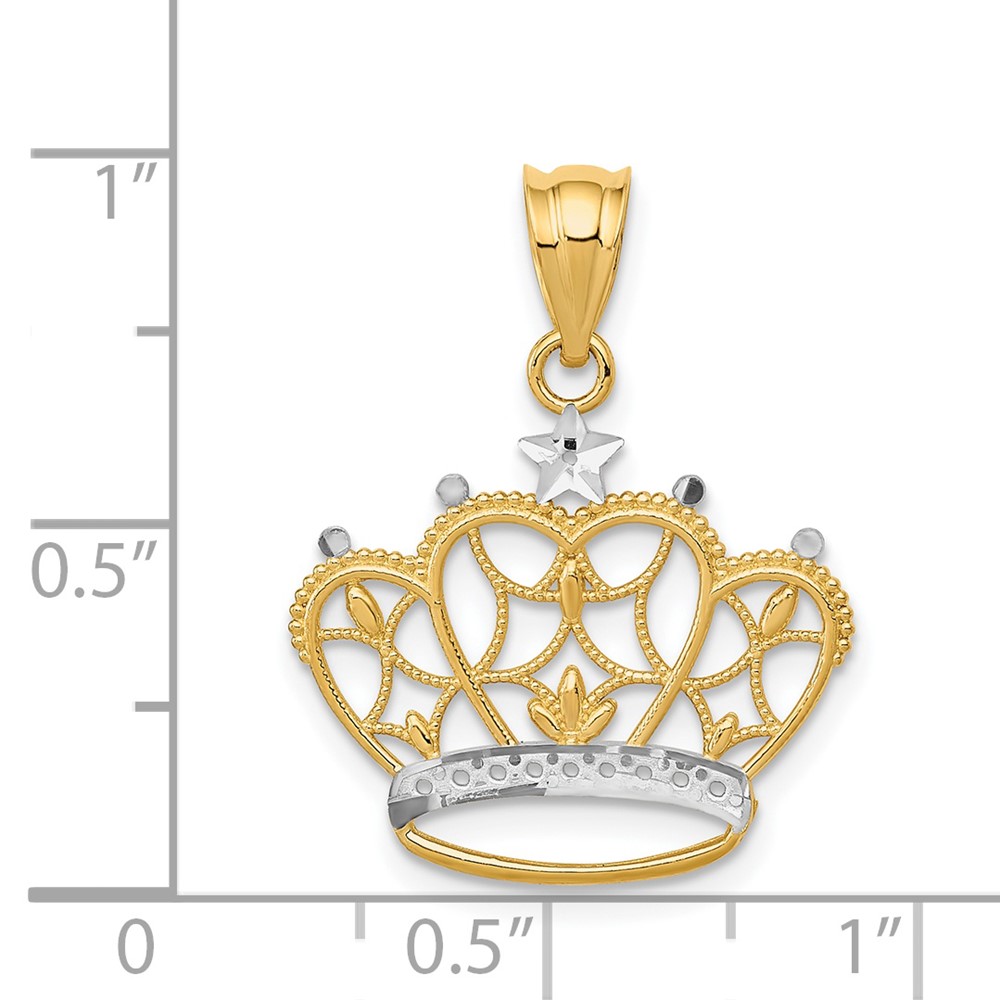 14k and Rhodium Crown Pendant (K4884)