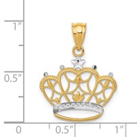 14K and White Rhodium Crown Pendant view 3