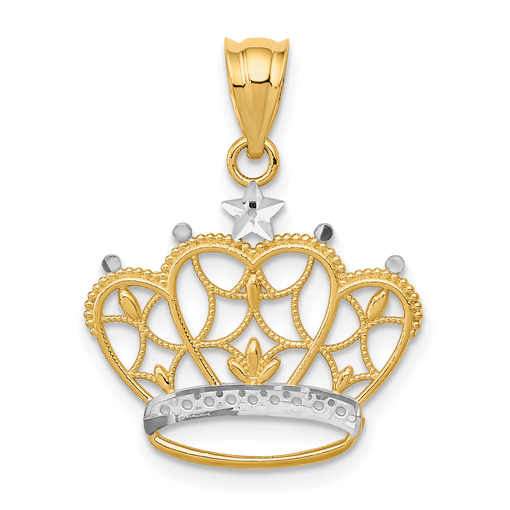 14k and Rhodium Crown Pendant (K4884)