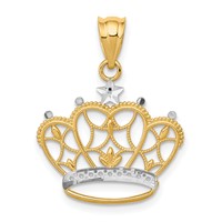14K and White Rhodium Crown Pendant view 1