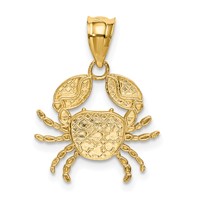 14K and White Rhodium Diamond-Cut Crab Pendant view 3
