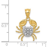 14K and White Rhodium Diamond-Cut Crab Pendant view 4