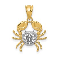 14K and White Rhodium Diamond-Cut Crab Pendant view 1