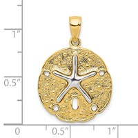14K Two-Tone Sand Dollar Pendant with Starfish view 3
