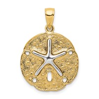 14K Two-Tone Sand Dollar Pendant with Starfish view 1
