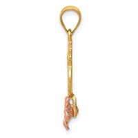 14K Yellow and Rose Gold Pineapple Pendant with Plumeria Flower view 2