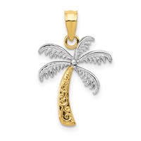 14K and White Rhodium Palm Tree Pendant view 1