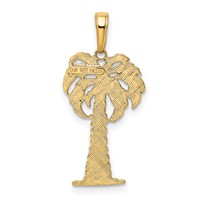 14K and White Rhodium Polished and Textured Palm Tree Pendant view 3