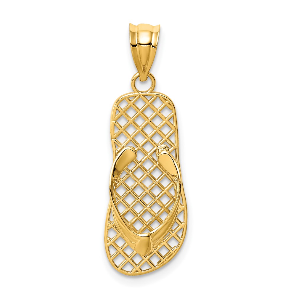 14K Yellow Gold Mesh Flip-Flop Pendant