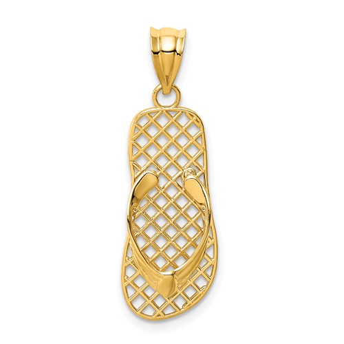 14K Yellow Gold Mesh Flip-Flop Pendant