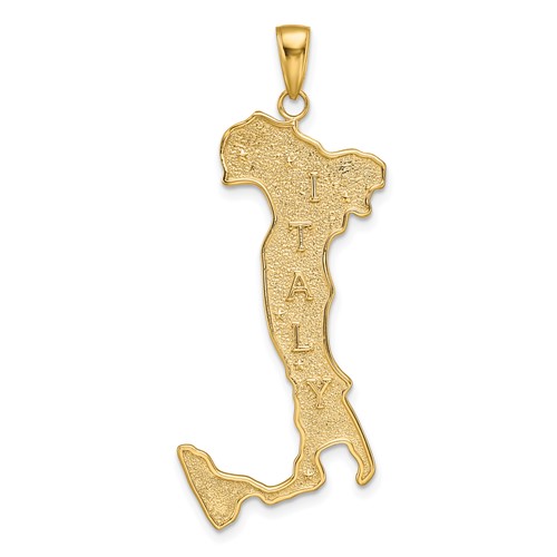 14K Yellow Gold Large Map Pendant with Italy