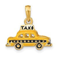 14K Yellow Gold 3-D Enameled Taxi Pendant view 3