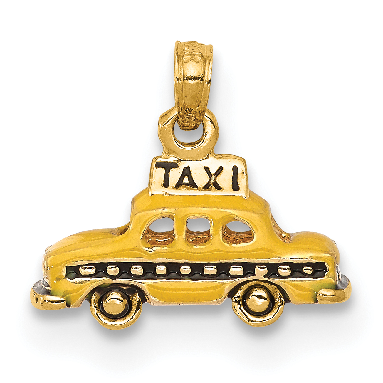 14k 3D Enameled TAXI Pendant (K4923)