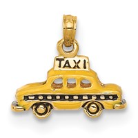 14K Yellow Gold 3-D Enameled Taxi Pendant view 1