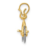 14K Two-tone 3-D Bicycle Pendant with Moveable Wheels view 2