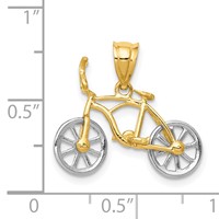 14K Two-tone 3-D Bicycle Pendant with Moveable Wheels view 4
