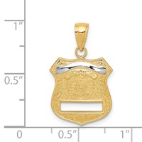 14K and White Rhodium Police Badge Pendant view 4