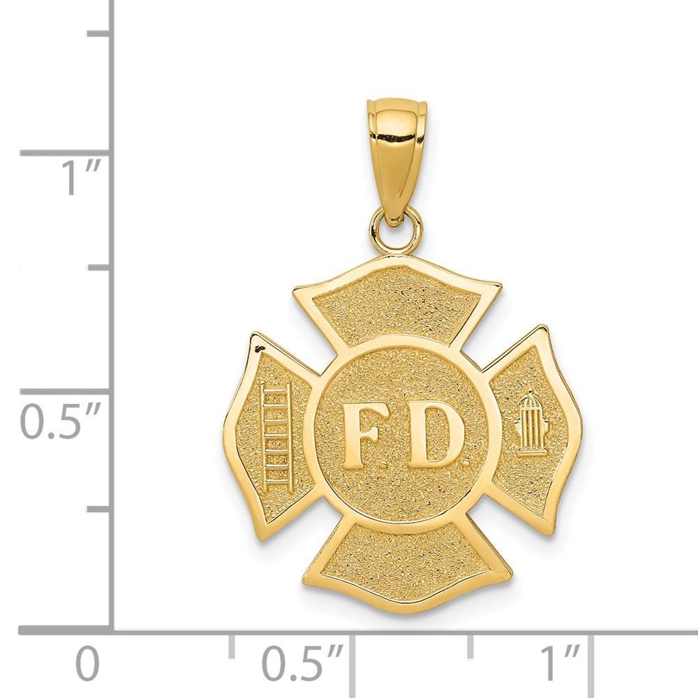 14k Fire Department FD Badge Pendant (K4927)