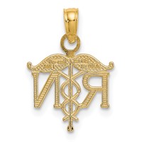 14K Yellow Gold RN Registered Nurse Pendant view 4