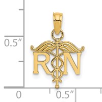 14K Yellow Gold RN Registered Nurse Pendant view 3
