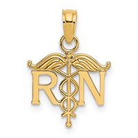14K Yellow Gold RN Registered Nurse Pendant view 1