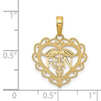 14K Yellow Gold RN Registered Nurse Heart Pendant view 4