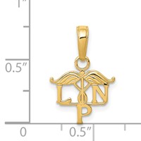 14K Yellow Gold Lpn Licensed Practical Nurse Symbol Pendant view 4