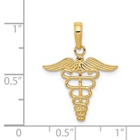 14K Yellow Gold Caduceus Charm view 4