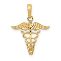 14K Yellow Gold Caduceus Charm view 1