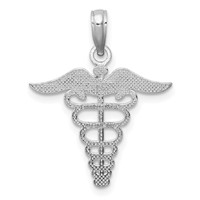 14K White Gold Caduceus Charm view 3
