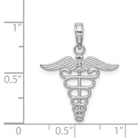 14K White Gold Caduceus Charm view 4