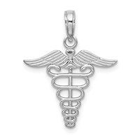 14K White Gold Caduceus Charm view 1
