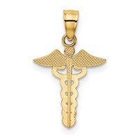 14K Yellow Gold Caduceus Medical Pendant view 3