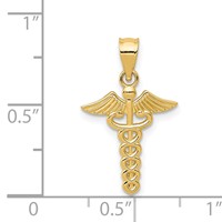 14K Yellow Gold Caduceus Medical Pendant view 4