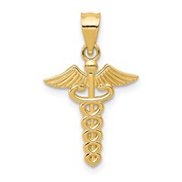 14K Yellow Gold Caduceus Medical Pendant view 1