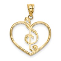 14K Yellow Gold Treble Clef in Heart Charm view 3
