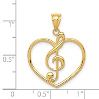 14K Yellow Gold Treble Clef in Heart Charm view 4