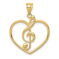 14K Yellow Gold Treble Clef in Heart Charm view 1
