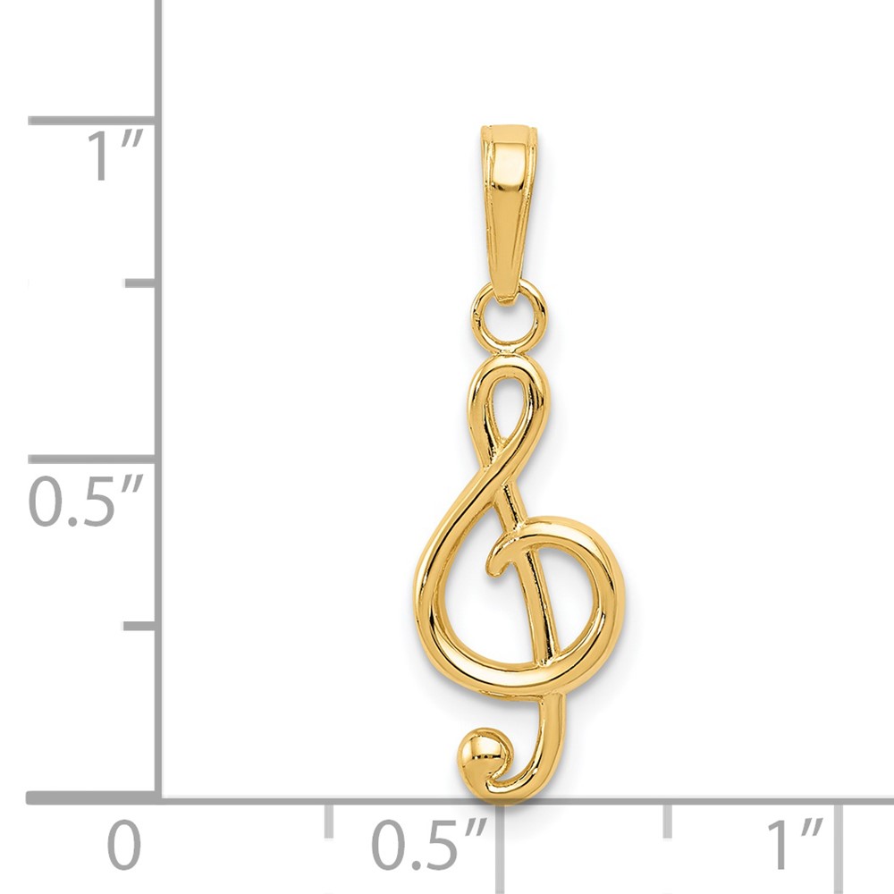 14k Polished Open-Backed Treble Clef Pendant (K4944)