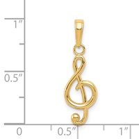 14K Yellow Gold Polished Open-Backed Treble Clef Pendant view 4