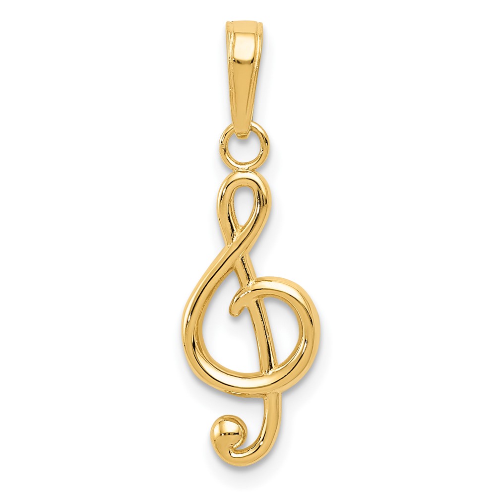 14k Polished Open-Backed Treble Clef Pendant (K4944)