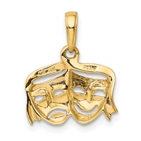 14K Polished Open-Backed Comedy Tragedy Pendant view 3