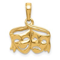 14K Polished Open-Backed Comedy Tragedy Pendant view 1