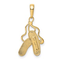 14K Yellow Gold Pink Enameled Ballet Slippers Charm view 3