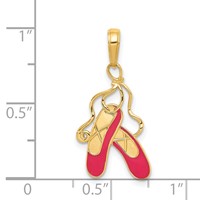 14K Yellow Gold Pink Enameled Ballet Slippers Charm view 4
