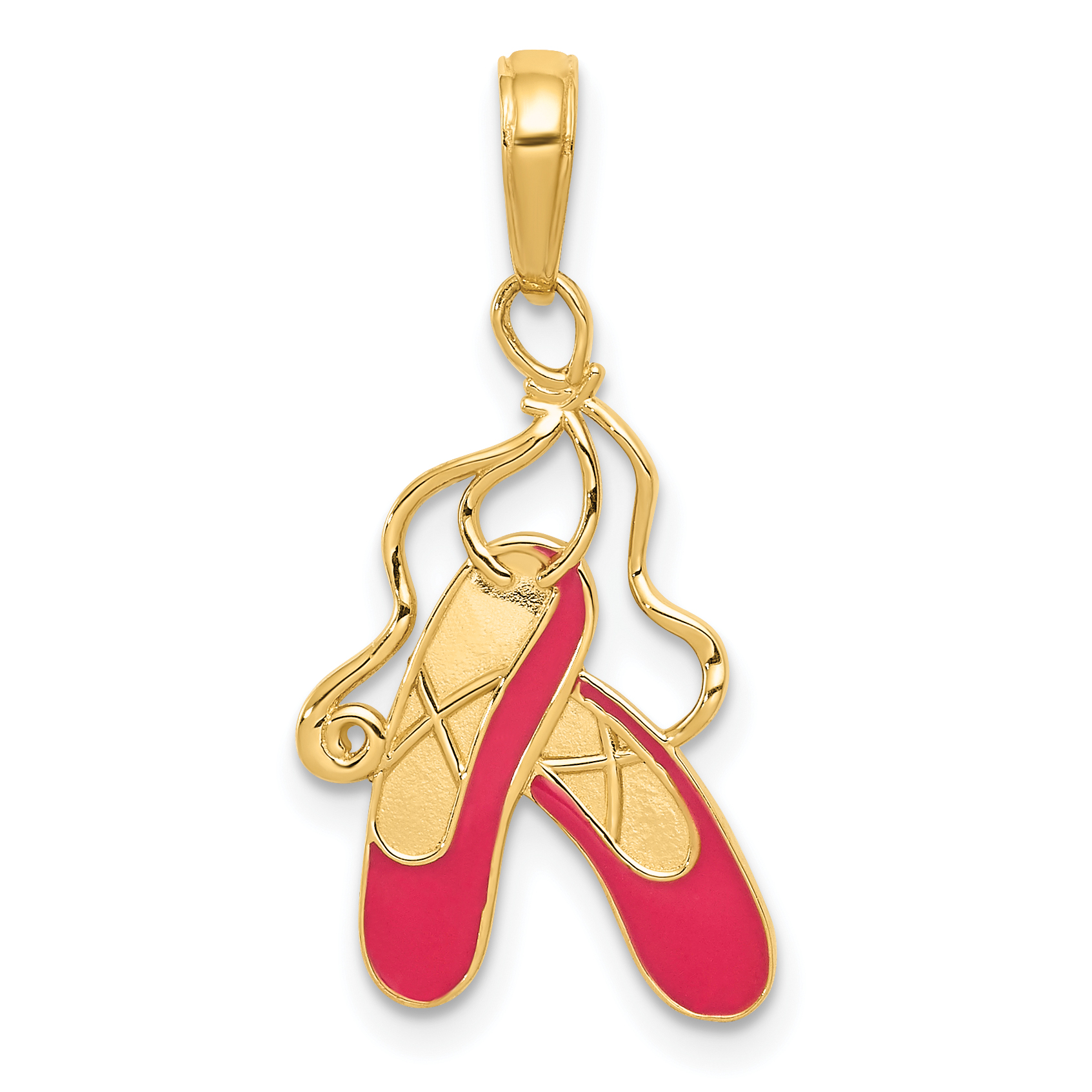 14k Enameled Ballet Slippers Charm (K4946)