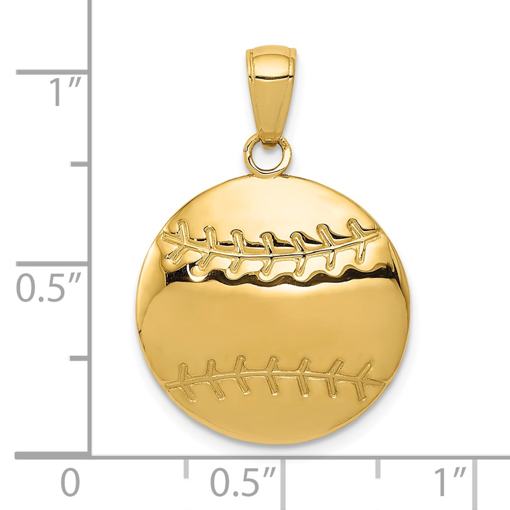 14k Polished Baseball Charm (K4948)