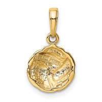 14K Yellow Gold Solid Polished Domed Open-Back Volleyball Charm view 3